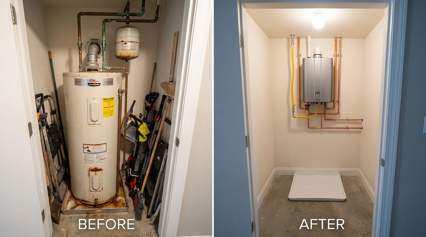 Tank water heater versus wall-mounted tankless unit comparison for Gladstone, OR homeowners